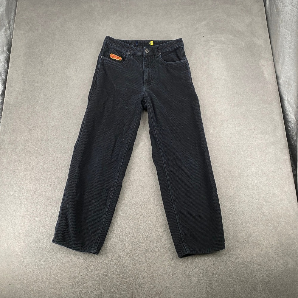 Empyre Black Corduroy Loose Fit Pants Y2K Skate Streetwear Trousers Size 28